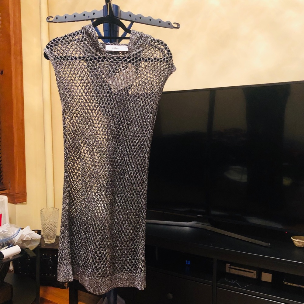 Zara knit mesh tunic with a hood